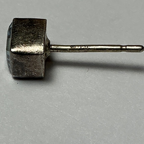 Sterling Silver Blue Topaz Square Stud Earrings - Picture 3 of 7